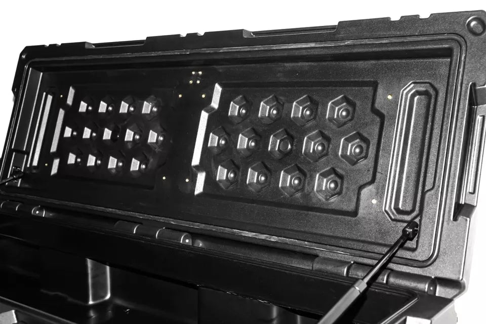 90 LITRE UNIVERSAL TOOL STORAGE CARGO BOX WITH BRAKETS ROOF RAILS RACK 127 CM